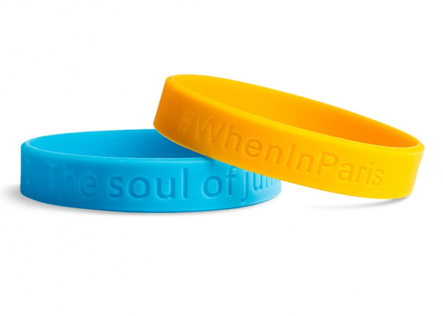 Debossed silicone wristband